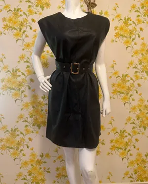 NWOT venti6 Italy Faux Leather Shoulder Pad Mini Dress size L thumbnail 5