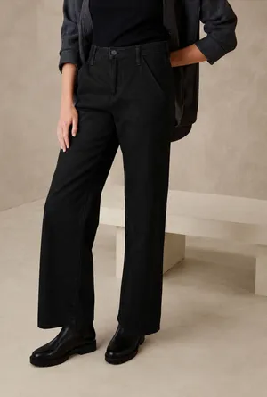 Banana Republic Luxe Jean High Rise Trouser Black Denim Pants Size 29 8 Petite thumbnail 1