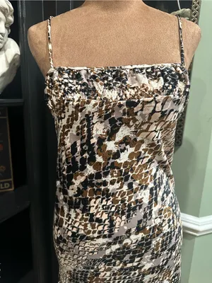 Anthropologie Square‑Neck Snakeskin Print Slip Dress – Spaghetti Straps – XS thumbnail 4