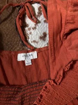 Umgee midi burnt orange dress size large Stretchy bust 100% cotton thumbnail 4