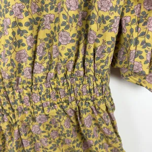 Aureum Ruched Sash Mini Dress Size XS Yellow Floral Cottage Feminine Prairie‎ thumbnail 3