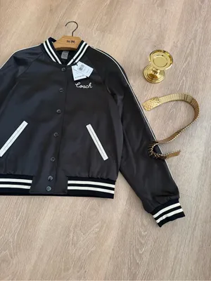 NWT Coach Reversible Signature C Varsity Bomber Jacket Black White Size S CAH06 thumbnail 3