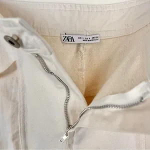 Zara Cream Moto Utility Pants L thumbnail 3