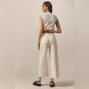 Anthropologie Maeve Colette Wide Leg Cropped Patch Pocket Linen Pants in Size 25 thumbnail 4
