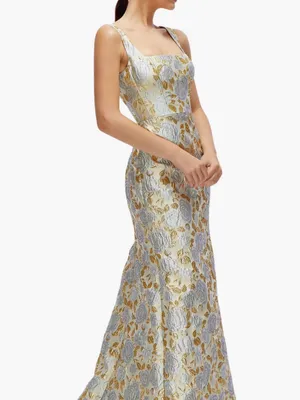 Dessy Collection Gown in Winter Mist Gold Size 0 thumbnail 3