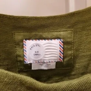 Anthropologie Postmark Olive‎ Green One Shoulder Ruffle Long Sleeve Top Shirt Sm thumbnail 3
