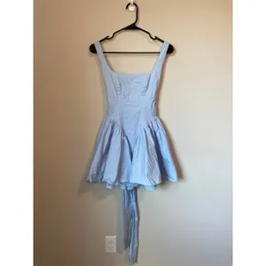 Cotton Candy LA Blue Open Back Bow Mini Dress Size Small thumbnail 3