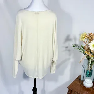 Andree by Unit Cream Batwing Sleeve Slub Textured Top Sz Large 💚 thumbnail 5