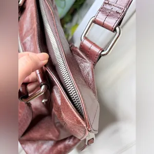 HOBO Burgundy Leather Shoulder Tote Bag Y2K Vintage Brown Slouchy thumbnail 6
