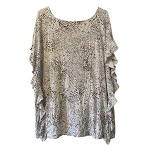 Lysse Size 3X White‎ Floral Sullivan Jersey Ruffle Tee Top Short Sleeve Office thumbnail 2