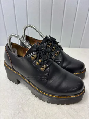 Dr. Martens Leona Lo Black Platform Heeled‎ Oxford Shoes Womens size 7 thumbnail 3