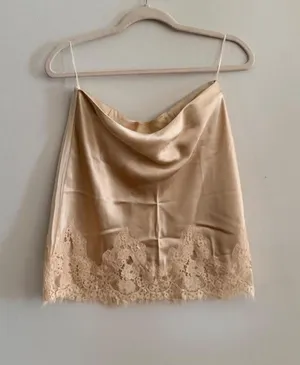 Reformation Carolina Mini Skirt in Almond thumbnail 1