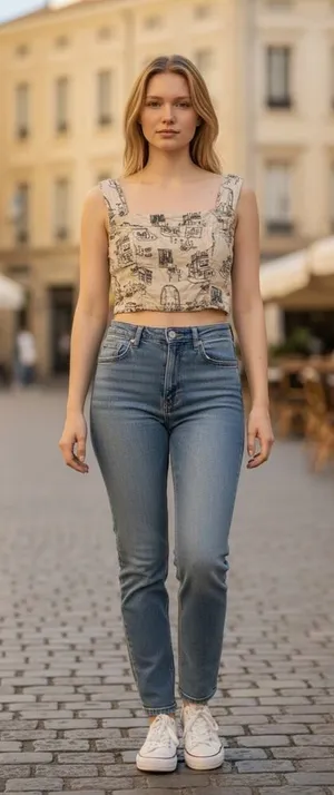 Abercrombie & Fitch Cream Paris Sketch Print Linen Tank Top Crop Top Size Small thumbnail 1