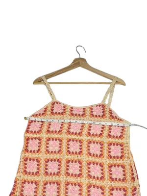 AQUA Bloomingdale’s Granny Square Crochet Mini Dress Boho Swim Coverup Small thumbnail 9