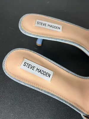 Steve Madden Embroidered Eyelet Floral Denim Josefina Slip On Kitten Heel thumbnail 6