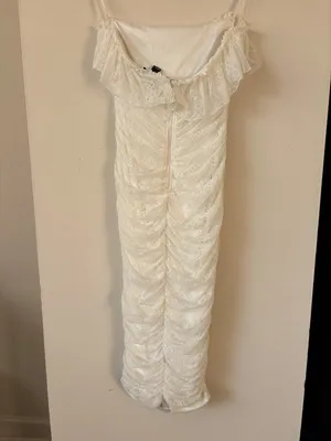 Windsor Strapless White Lace Midi Dress - Size Medium thumbnail 2