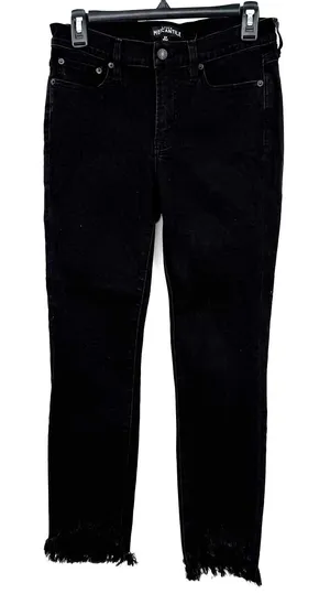 J. Crew Mercantile Size 27 Skinny Fit Black‎ Denim Pants Jeans Distressed Hem thumbnail 1