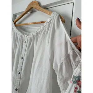 Standard Grace White Boho Embroidered Lace Tunic Off Shoulder Bell Sleeve Small thumbnail 10