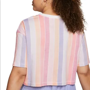 Nike Plus Size Cotton Striped Cropped Tee thumbnail 2