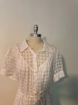 Current Air White Gingham Silk Blend Dress thumbnail 2