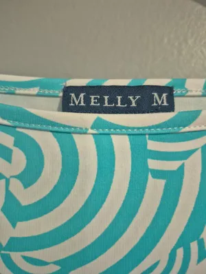 Melly M tennis golf summer long sleeve green Geo Print 3/4 Sleeve Top Xsmall thumbnail 3