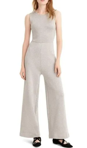 NWT J.Crew Sleeveless Lurex Jumpsuit in Silver Metallic Velvet Tie Jumper S $188 thumbnail 2