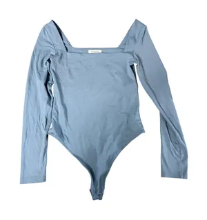 Aritzia‎ Babaton Contour Squareneck Long Sleeve Bodysuit Light Blue Medium thumbnail 1