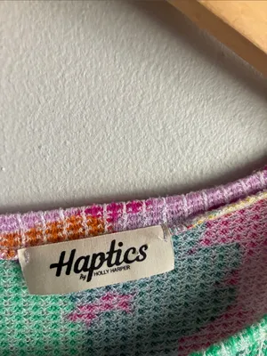 Haptics Floral Waffle Knit Flutter Sleeve Top Pink Multicolor Size Medium thumbnail 2