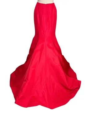 Sherri Hill Red Mermaid Skirt with Train size 8 NEW paired with checkered blouse thumbnail 6