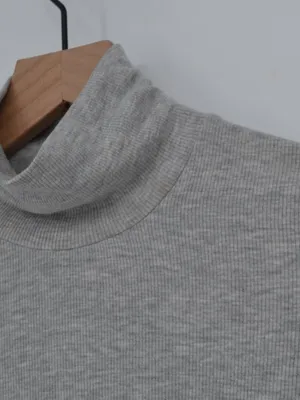 Wilfred Aritzia Ribbed Mock Neck Top Heather Gray Medium thumbnail 4