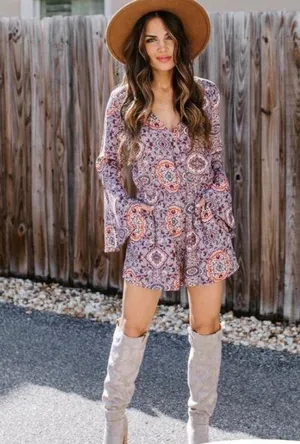 Long Sleeve Pocketed Romper Size Medium thumbnail 1