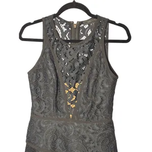 BCBGMAXAZRIA Dress‎ 2 Black Lace Tiered Sleeveless Hanah Cocktail Gothic Chic thumbnail 3