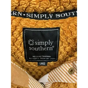 Simply Southern Mustard Yellow Popcorn Sherpa Fleece Snap Pullover Large thumbnail 4