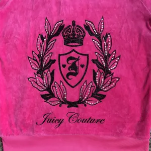 Juicy Couture Velour Vintage Y2K Pink Hoodie Jewel‎ Crest Emblem Dog Couturist M thumbnail 8