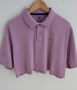 Izod Light Purple short sleeve cropped button Polo thumbnail 1