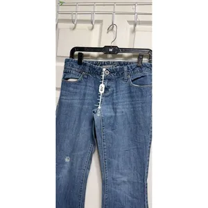American Eagle Women Blue‎ Medium Wash Low Rise Wide Leg Flare Jeans Size 4? thumbnail 4