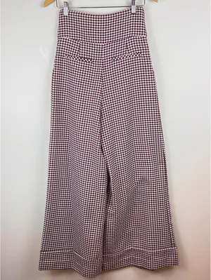 Space Simona Corsellini Houndstooth Wide Leg Palazzo Pants IT 42 Red Black thumbnail 9