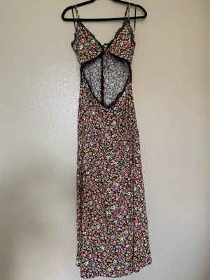 AFRM Olivier Lace Cutout Floral Maxi Dress M Y2K Romantic $138 thumbnail 4