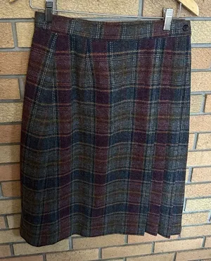 Vintage Jack Winter Plaid Midi Skirt Women’s 100% Wool Multicolor 28” Waist thumbnail 1