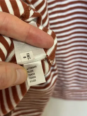 NEW LOFT Striped Twist Midi Dress 100% Cotton Brown and White - Size L thumbnail 7