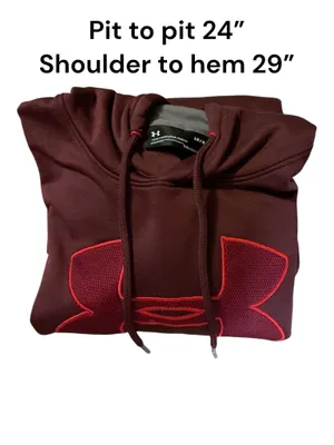 Under Armour ColdGear Armour Fleece Hoodie Mens Large Burgundy Maroon Red Logo thumbnail 4