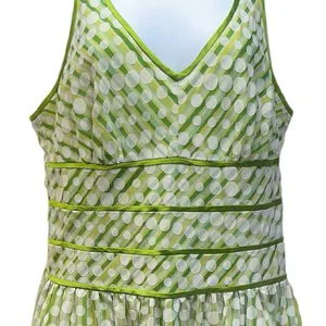 Amanda Lane‎ Retro Lime Green Polka Dot Summer Dress Size 10 thumbnail 3