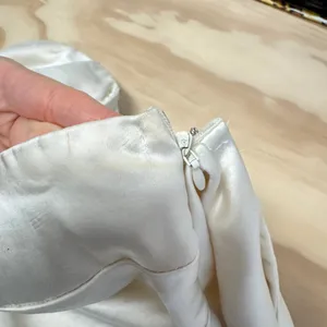 Selfie Leslie Champagne Satin‎ Strapless Cowl Back Maxi Dress Cream Women's XS thumbnail 11