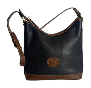 Vtg Dooney and Bourke Large Hobo‎ Black Leather Bag shoulder Purse thumbnail 1