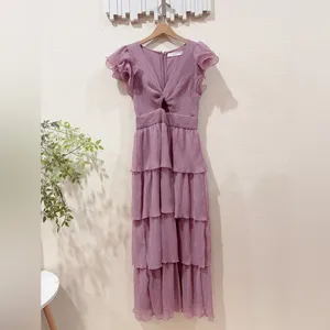 ASTR Emporia Purple Pleated Tiered Midi Dress Size Small NWT thumbnail 5