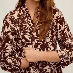 New MNG Mango Women’s XS Oversized Tropical Print Linen Blend Blazer Jacket thumbnail 2