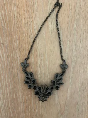 Gunmetal Floral Crystal Bib Necklace - Women Jewelry thumbnail 3