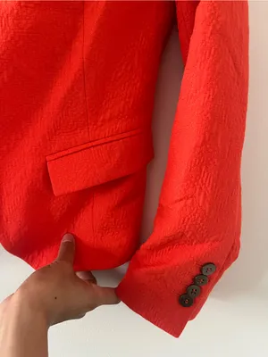 Zara Orange Open Front Blazer Small Dopamine Dressing Office Business Casual thumbnail 4