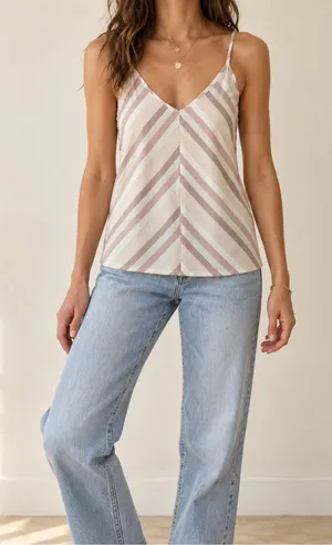 Anthropologie Self Contrast Chevron Metallic Stripe Cami Top XS NWOT thumbnail 1