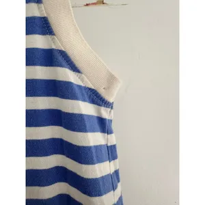 Pact Organic Cotton V-Neck Sleeveless Mini Dress Blue White Striped Womens Small thumbnail 7
